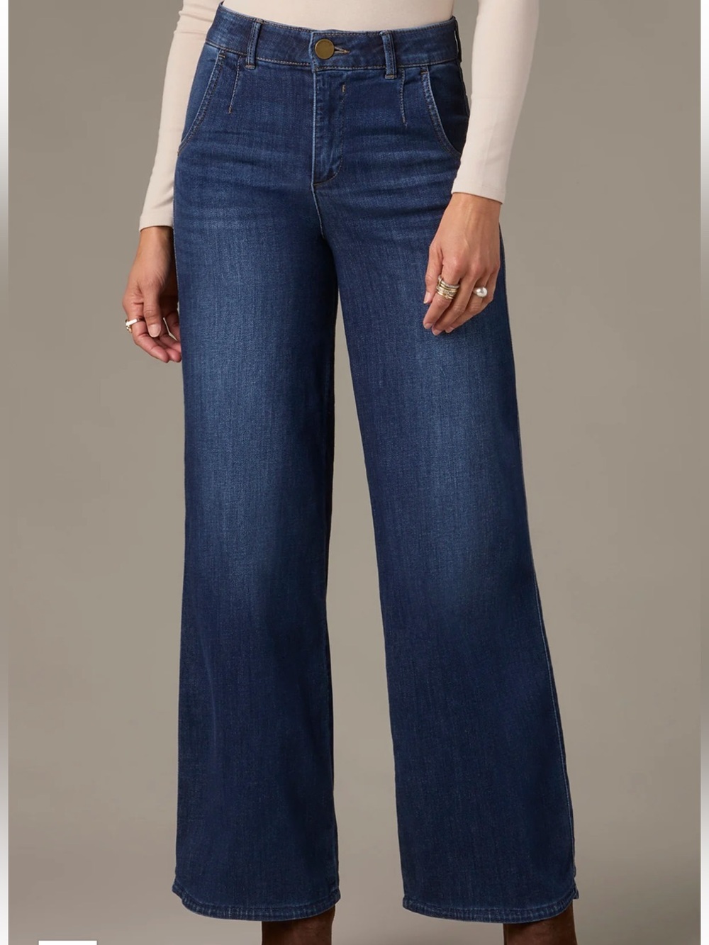 Wit & Wisdom 6 NEW Whitney Skyrise Wide Leg Jeans Indigo Dark Wash Stretch